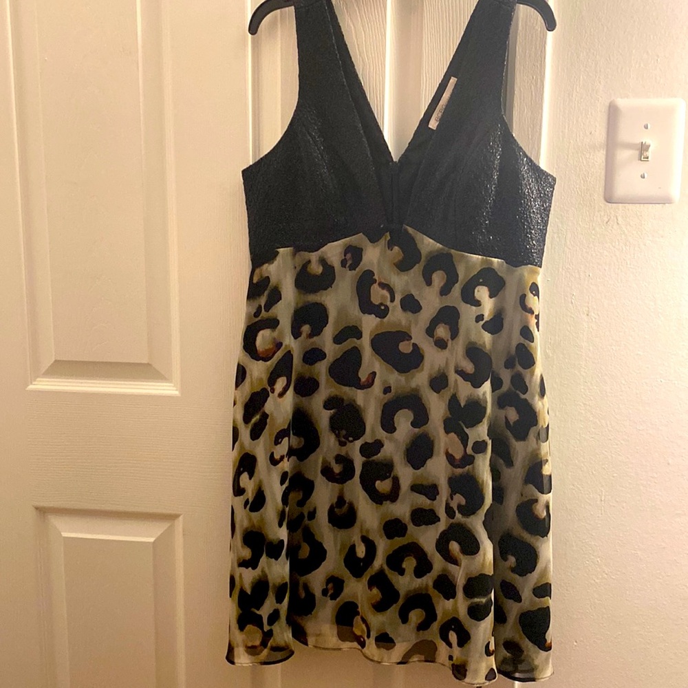 Polyester Lining Double Mini Black Cheetah Print - image 1